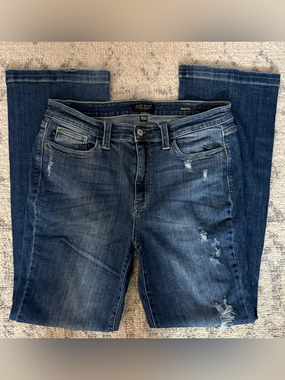 Judy Blue Medium Dark Wash Bootcut Jeans with Distressing JB82541DK